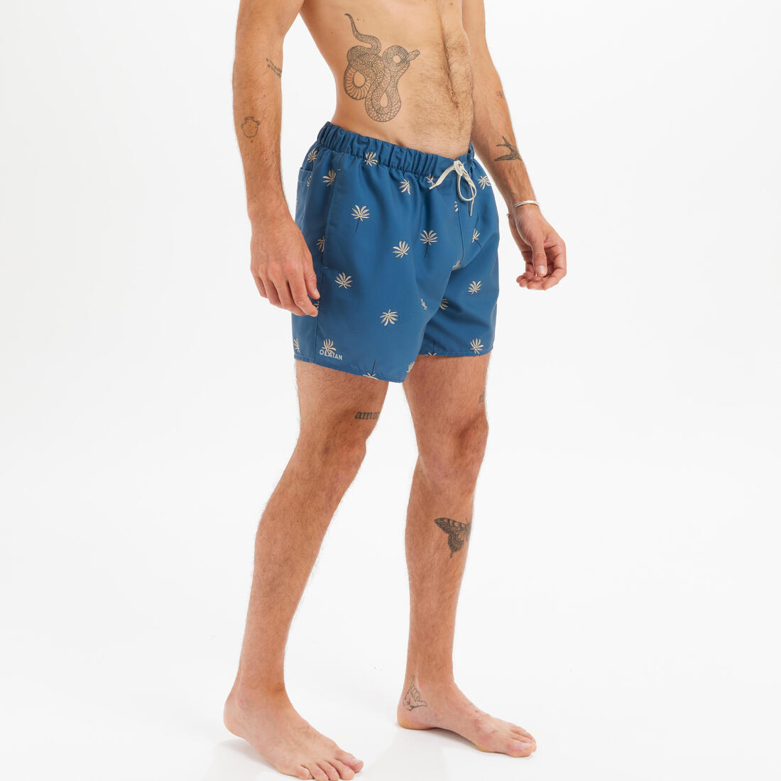 Boardshort surf 100 15" POPSTRIPE BLUE