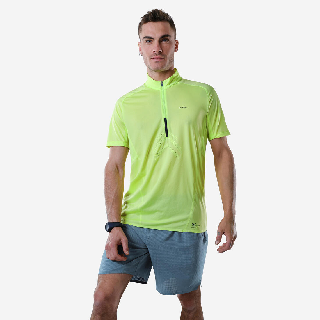 T-shirt manches courtes de randonnée rapide homme FH500  citron