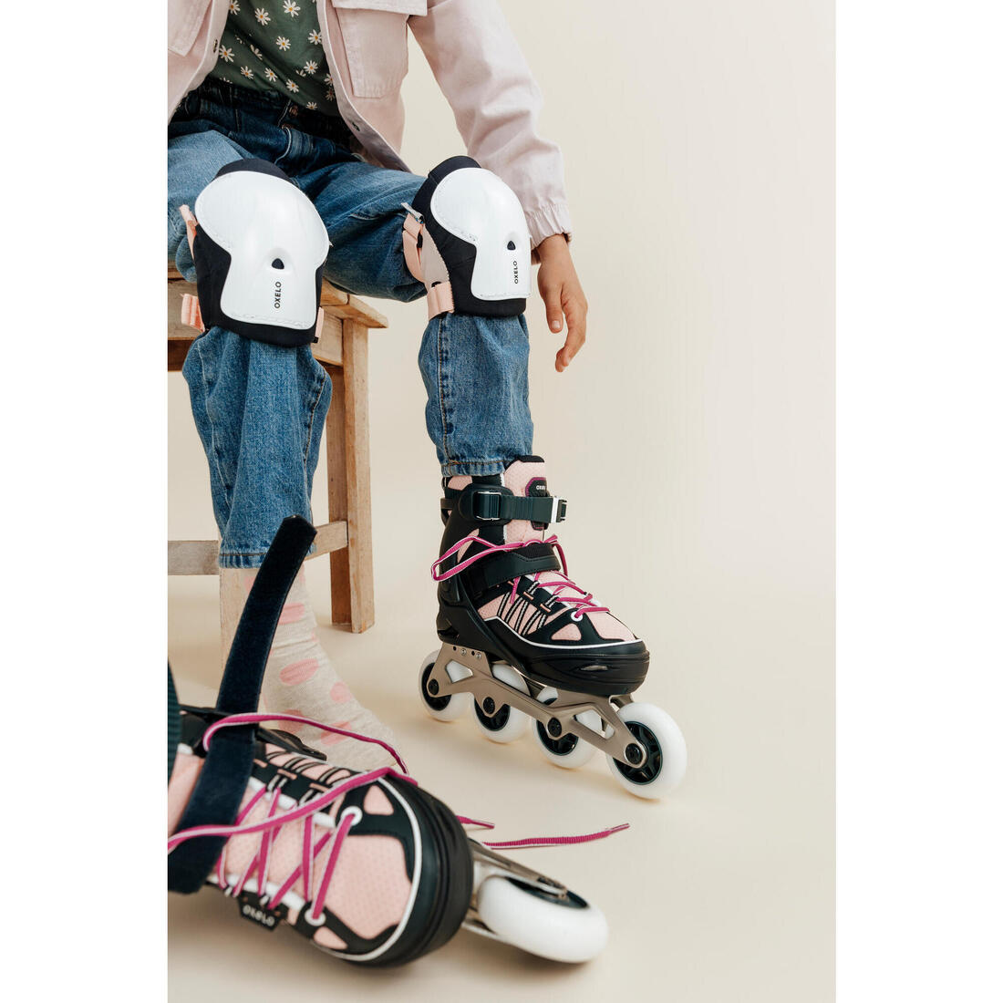 Set 3x2 protections roller trottinette skate enfant PLAY