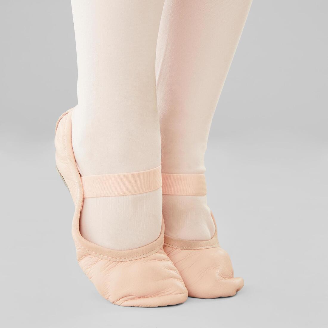 Demi-pointes danse classique cuir semelle entière rose sans lien tailles 25-40