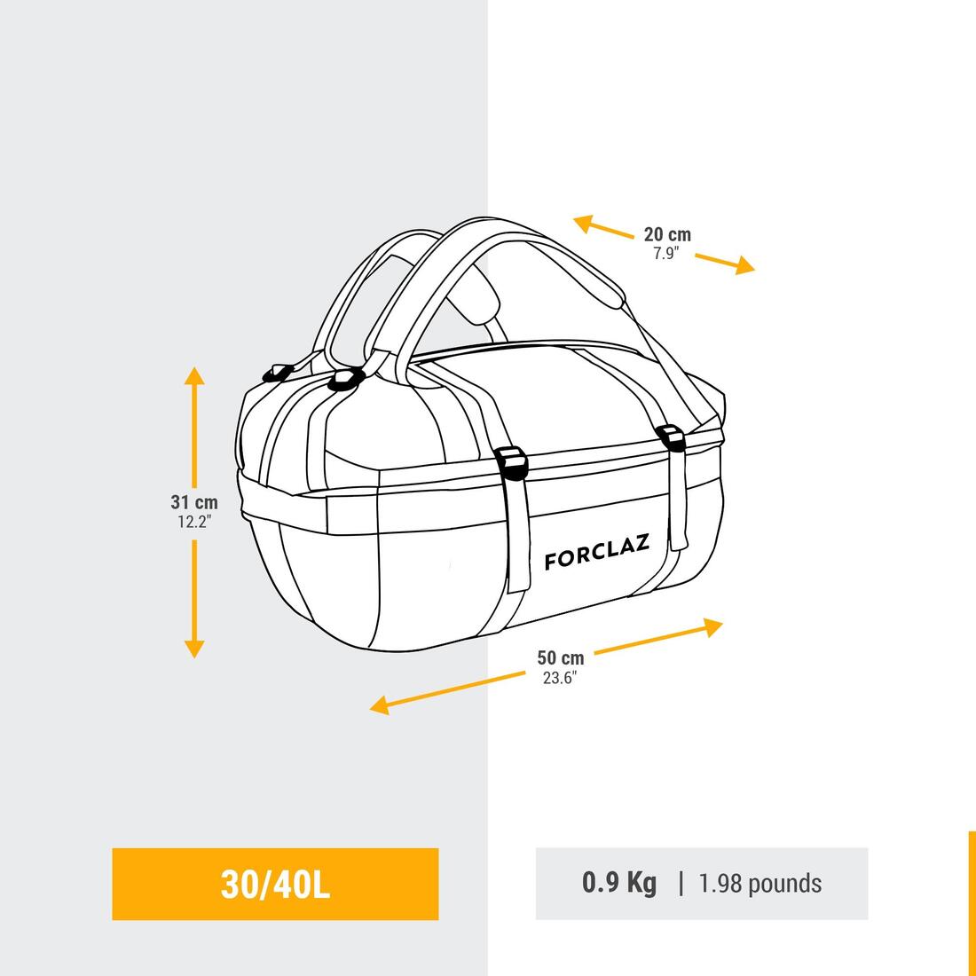 Sac de transport de trekking - 30 L à 40 L - DUFFEL 500 EXTEND