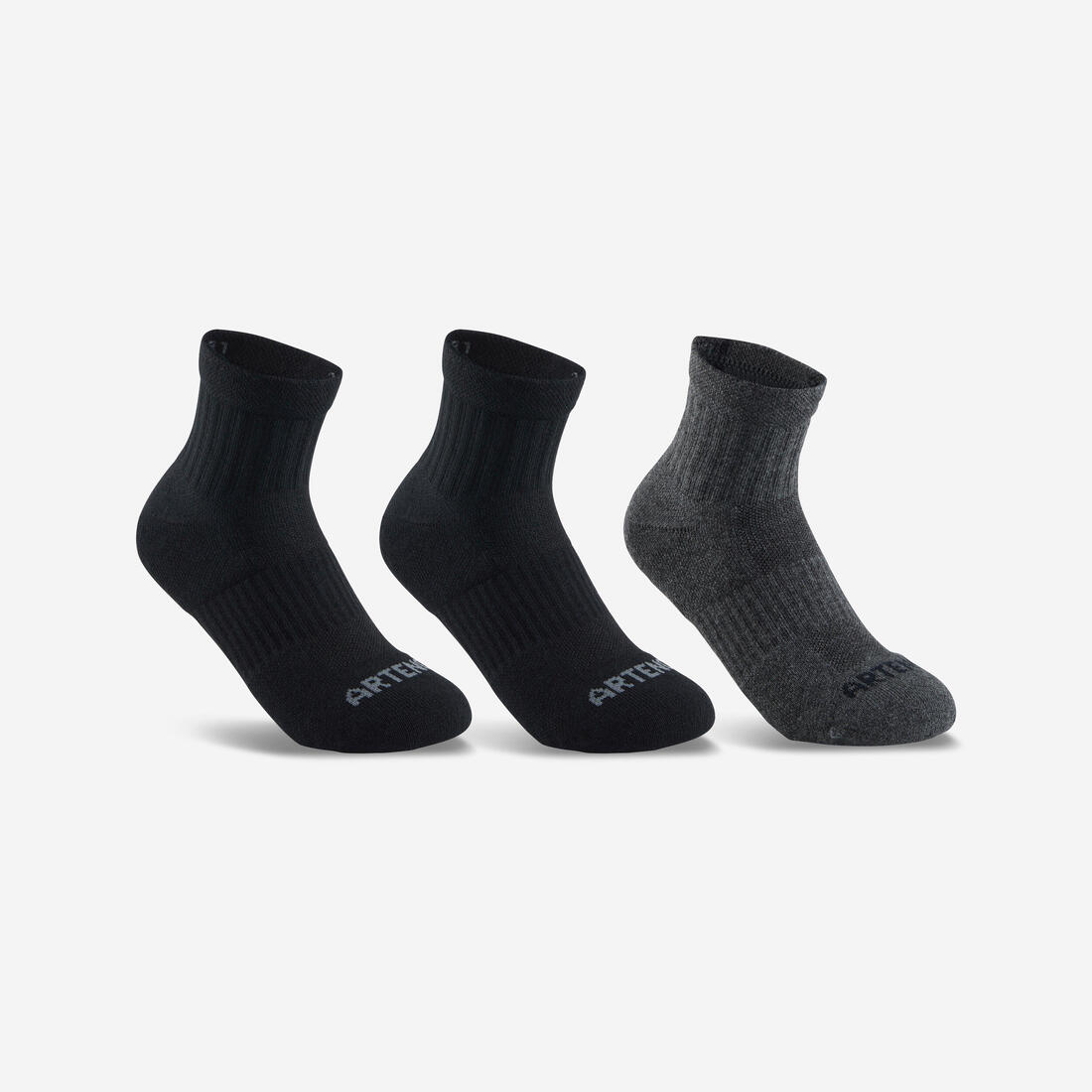 CHAUSSETTES DE SPORT ENFANT MI-HAUTES ARTENGO RS 500 LOT DE 3