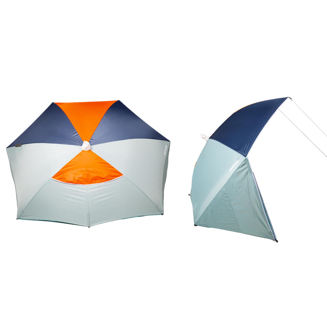 Parasol Abri plage solaire Iwiko 180 bleu jaune UPF50+ 3 places