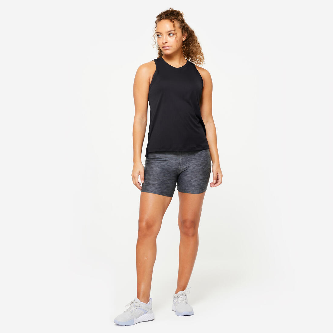 Short court moulant cardio training femme Gris chiné