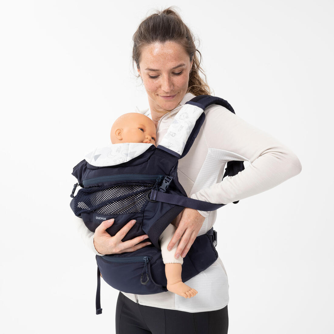 Porte-bébé physiologique de 9 mois à 15kg - MH500 bleu marine