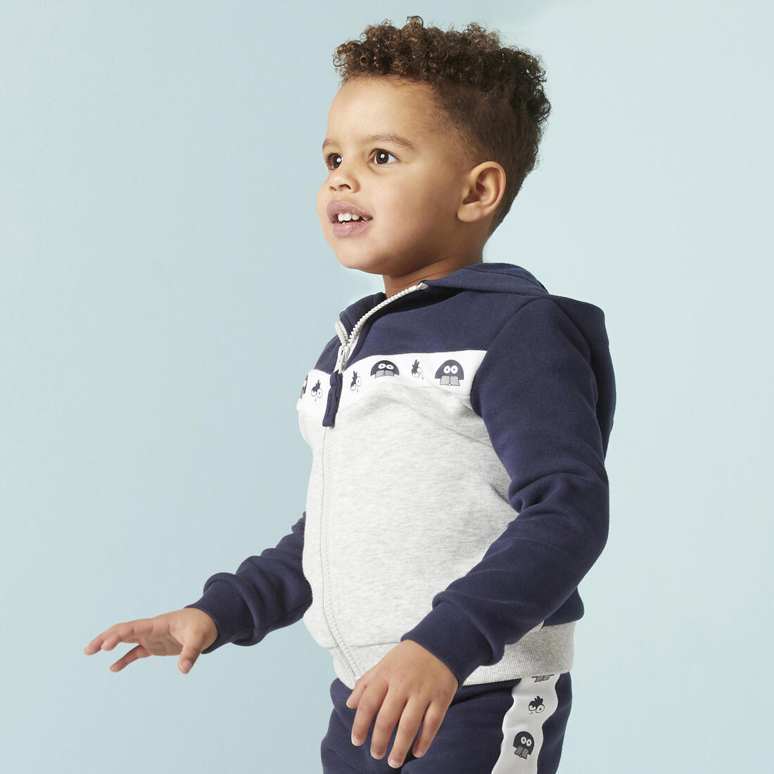 Sweat Zippé bébé - Basique Grise avec motifs