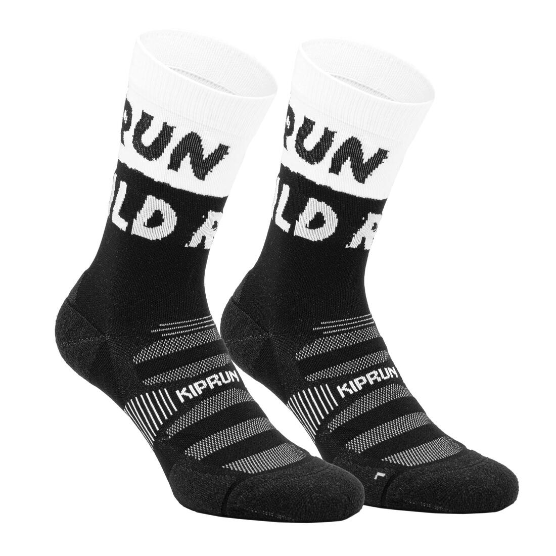 CHAUSSETTES DE RUNNING RUN900 EPAISSES MI-MOLLET RUN WILD BLANCHE NOIRE