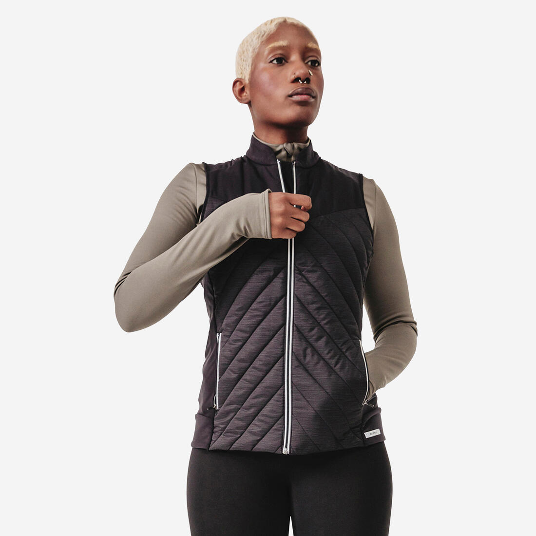 Veste sans manche running chaude femme - Warm noir