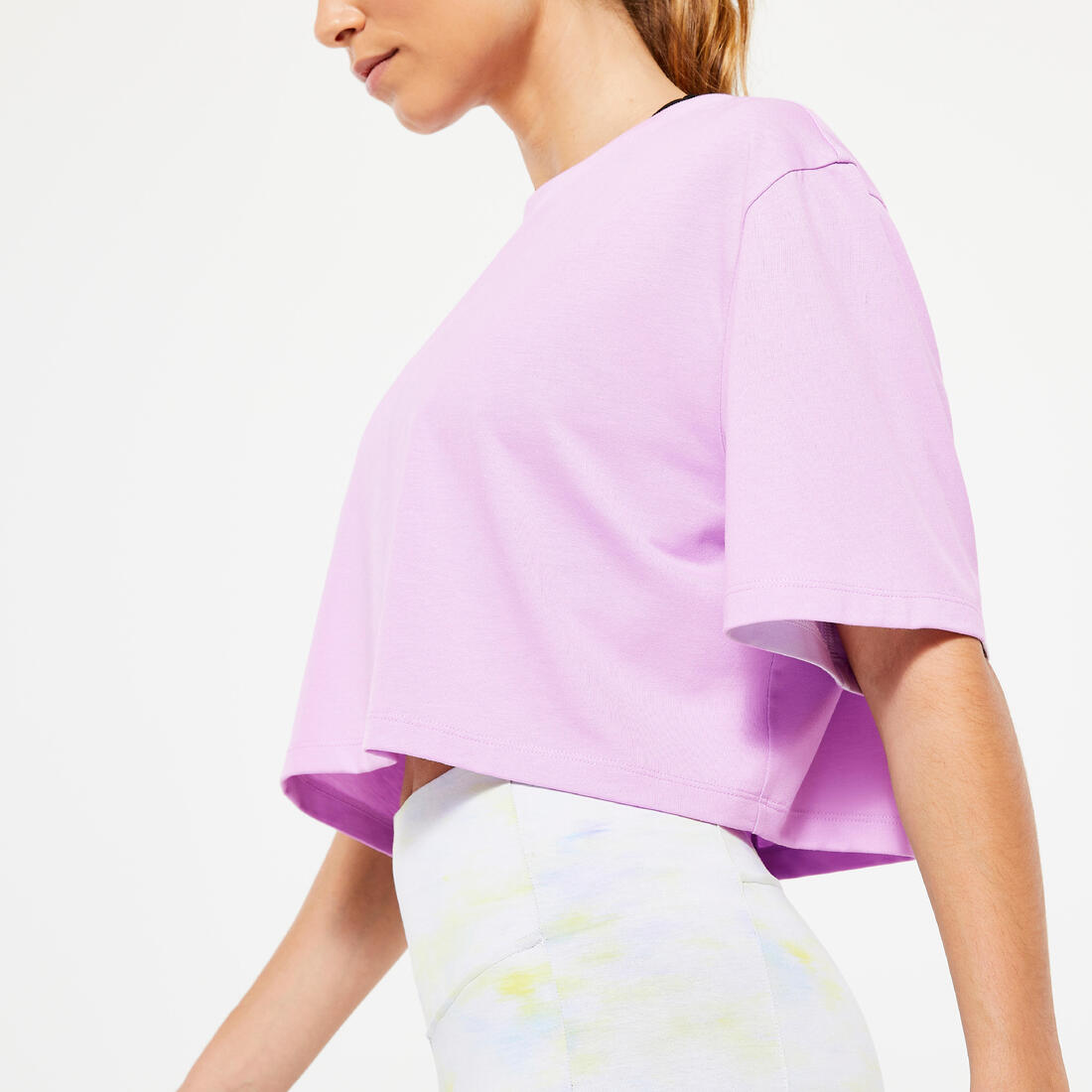 T-shirt crop top femme - violet profond