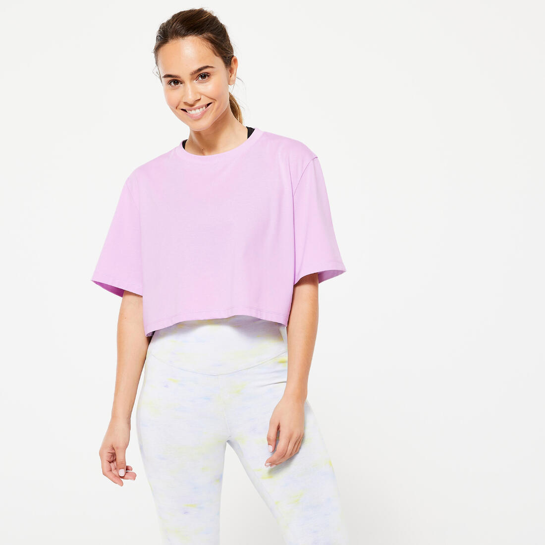 T-shirt crop top femme - violet profond