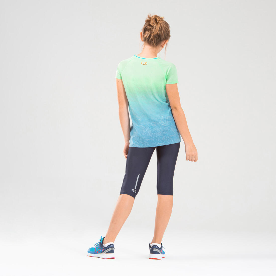 Tee-shirt manches courtes fille running et athlétisme KIPRUN care turquoise