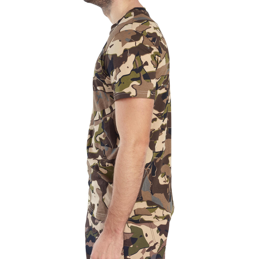 T-shirt manches courtes chasse 100 camouflage woodland