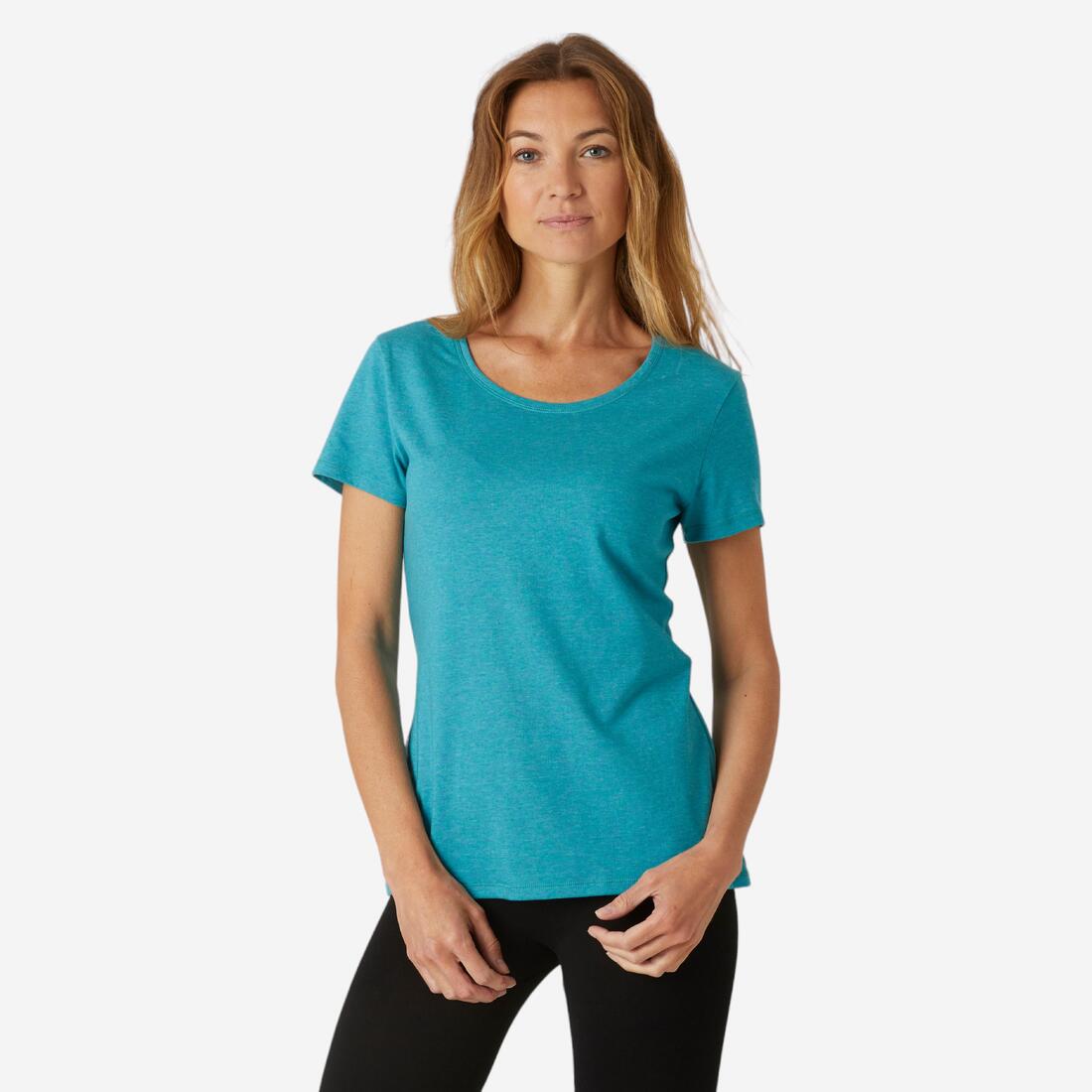 T-Shirt manches courtes régular Gym & Pilates femme bleu chiné