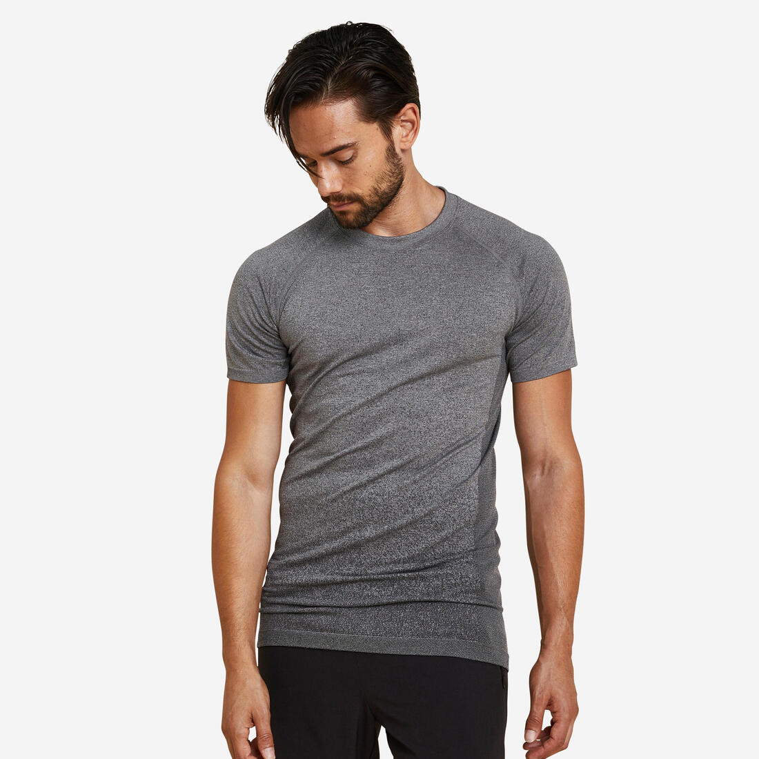 T SHIRT MANCHES COURTES SEAMLESS - SANS COUTURE YOGA DYNAMIQUE HOMME