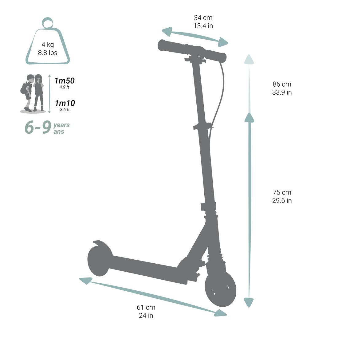 Trottinette enfant mid5 avec frein au guidon et suspension noire/verte