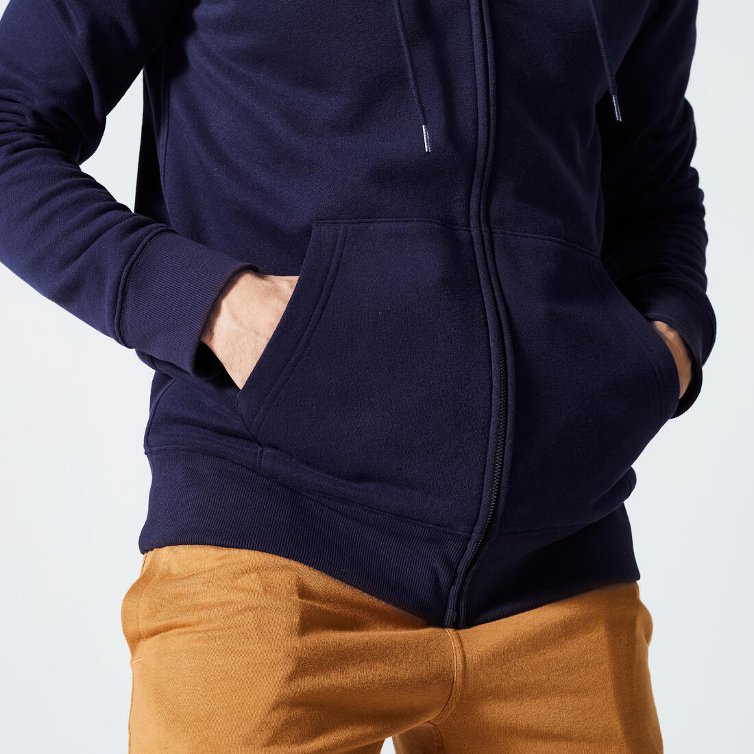 Sweat zippé à capuche de fitness en molleton homme