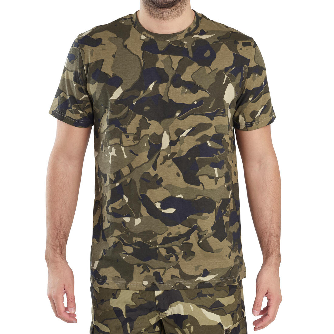 T-shirt manches courtes chasse 100 camouflage woodland