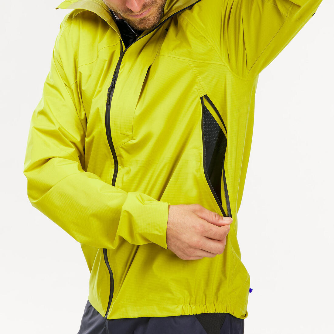 Veste imperméable ultra légère de randonnée rapide - FH 500 - homme  Jaune