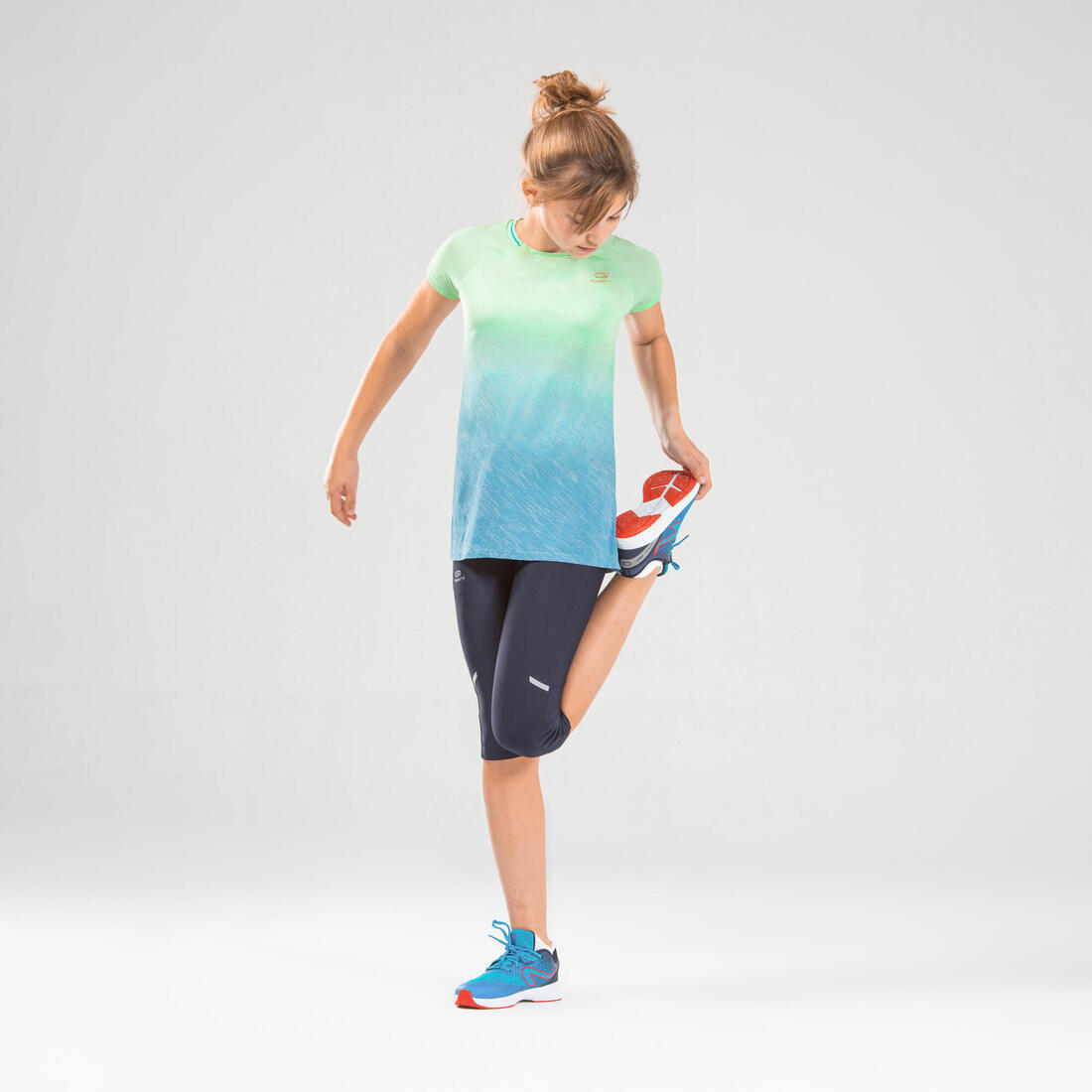 Tee-shirt manches courtes fille running et athlétisme KIPRUN care turquoise