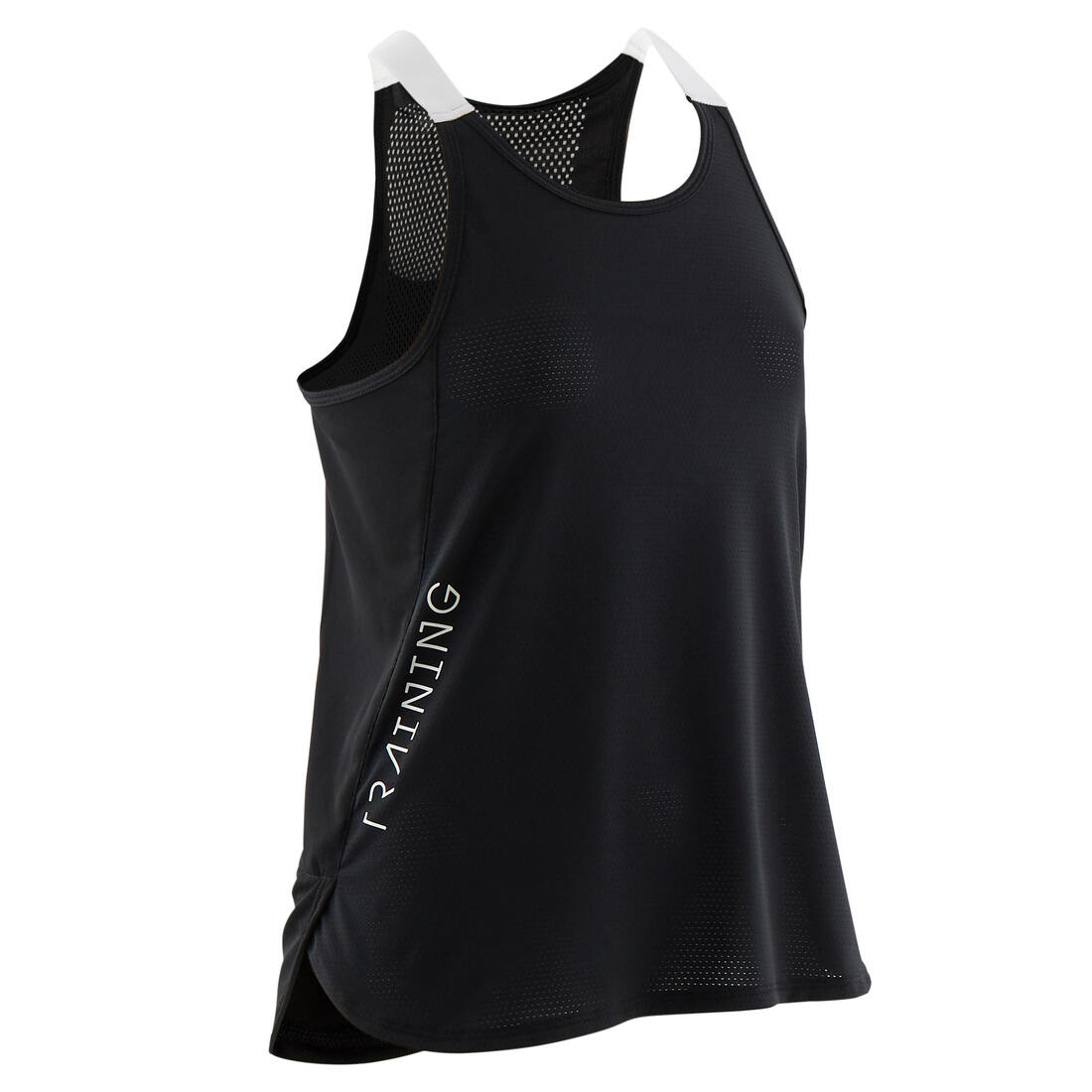 Débardeur respirant S580 fille GYM ENFANT rose fluo, bretelles noires