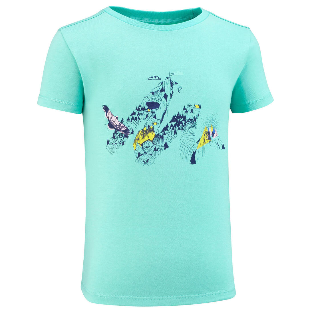 T-shirt de randonnée - MH100 KID turquoise phosphorescent enfant 2-6 ANS