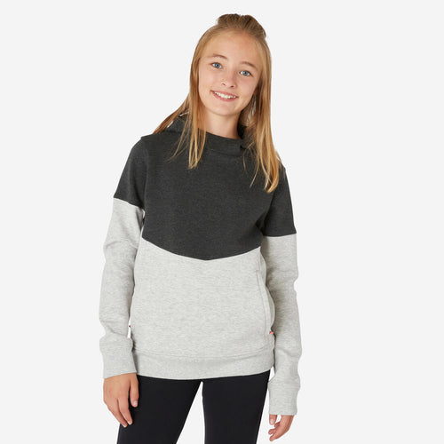 





Sweat à capuche enfant coton respirant - 500 gris chiné clair et noir