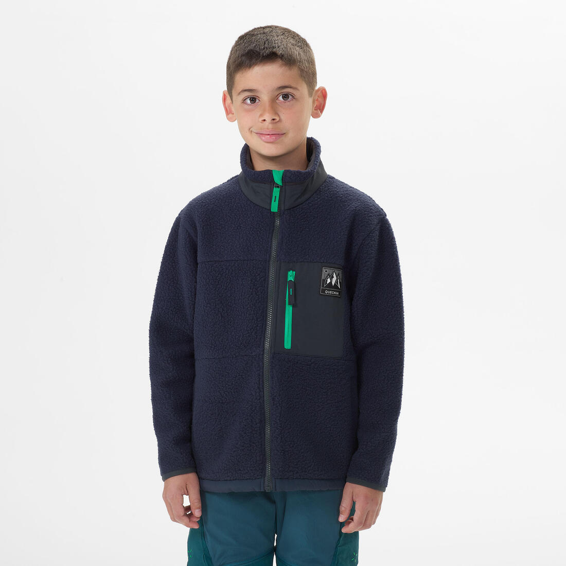 VESTE POLAIRE CHAUDE DE RANDONNEE - MH500 BLEUE MARINE - ENFANT 7-15 ANS