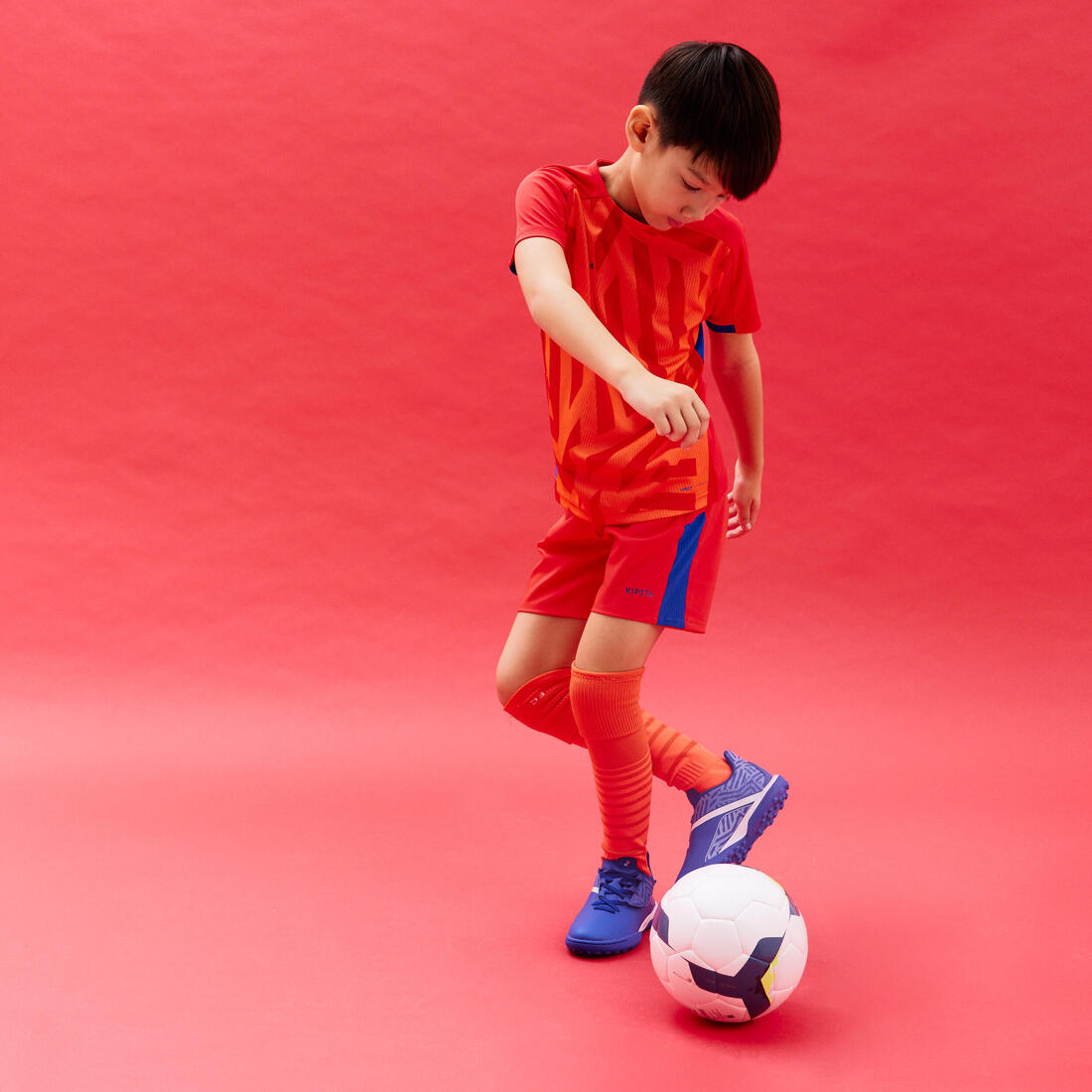 Short de football enfant F520 bleu et