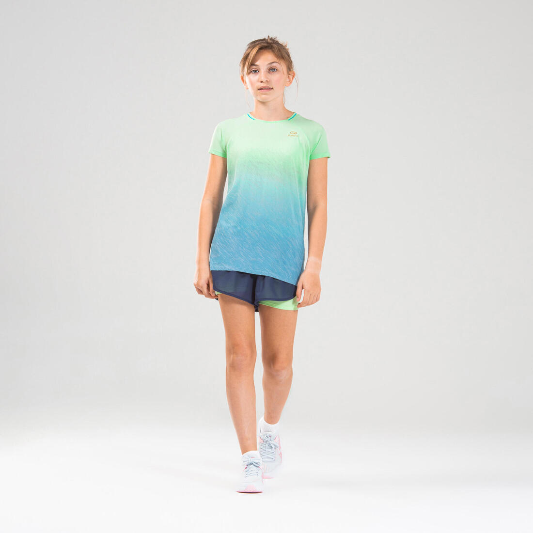 Tee-shirt manches courtes fille running et athlétisme KIPRUN care turquoise