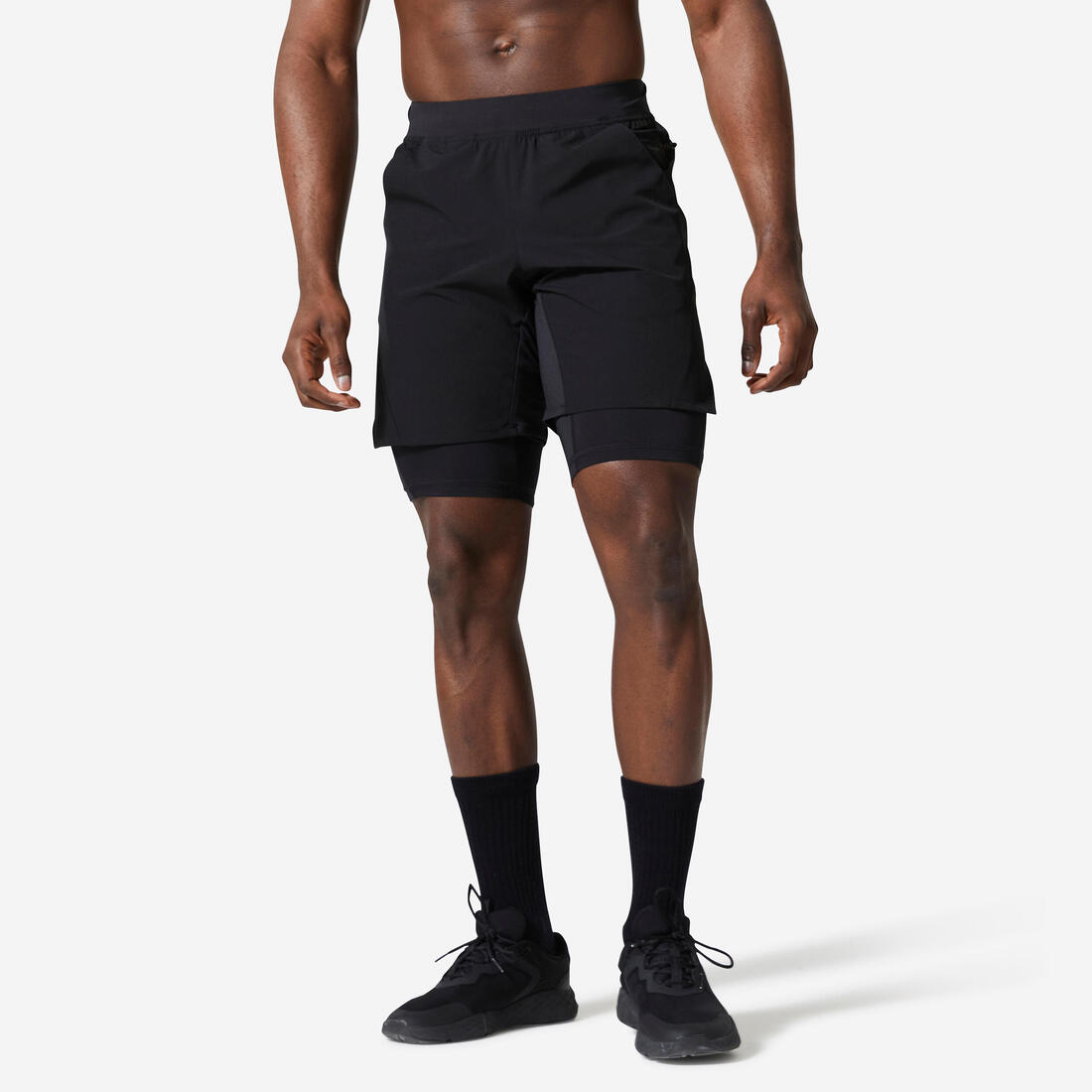 Short de fitness 2 en 1 collection respirant poche zippée homme