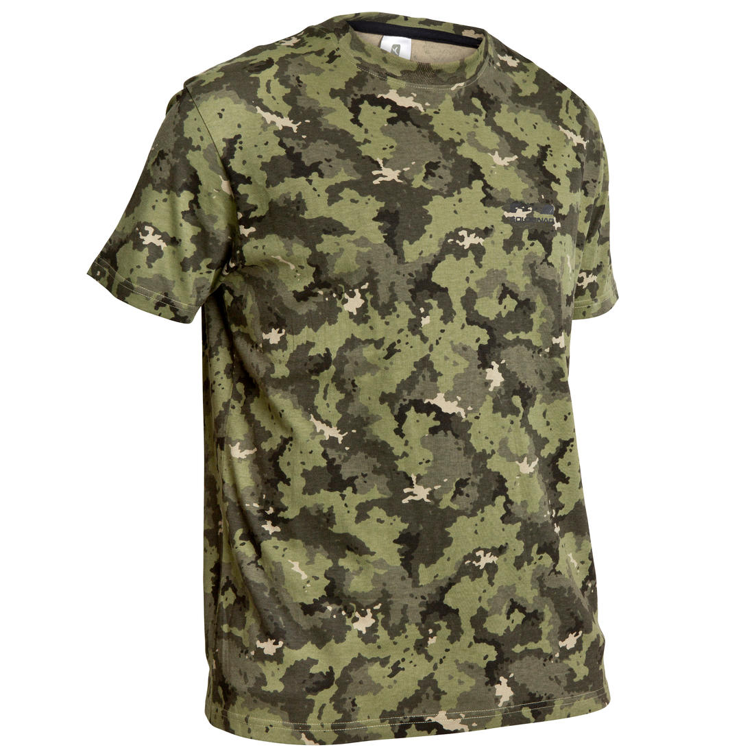 T-shirt manches courtes chasse 100 camouflage woodland