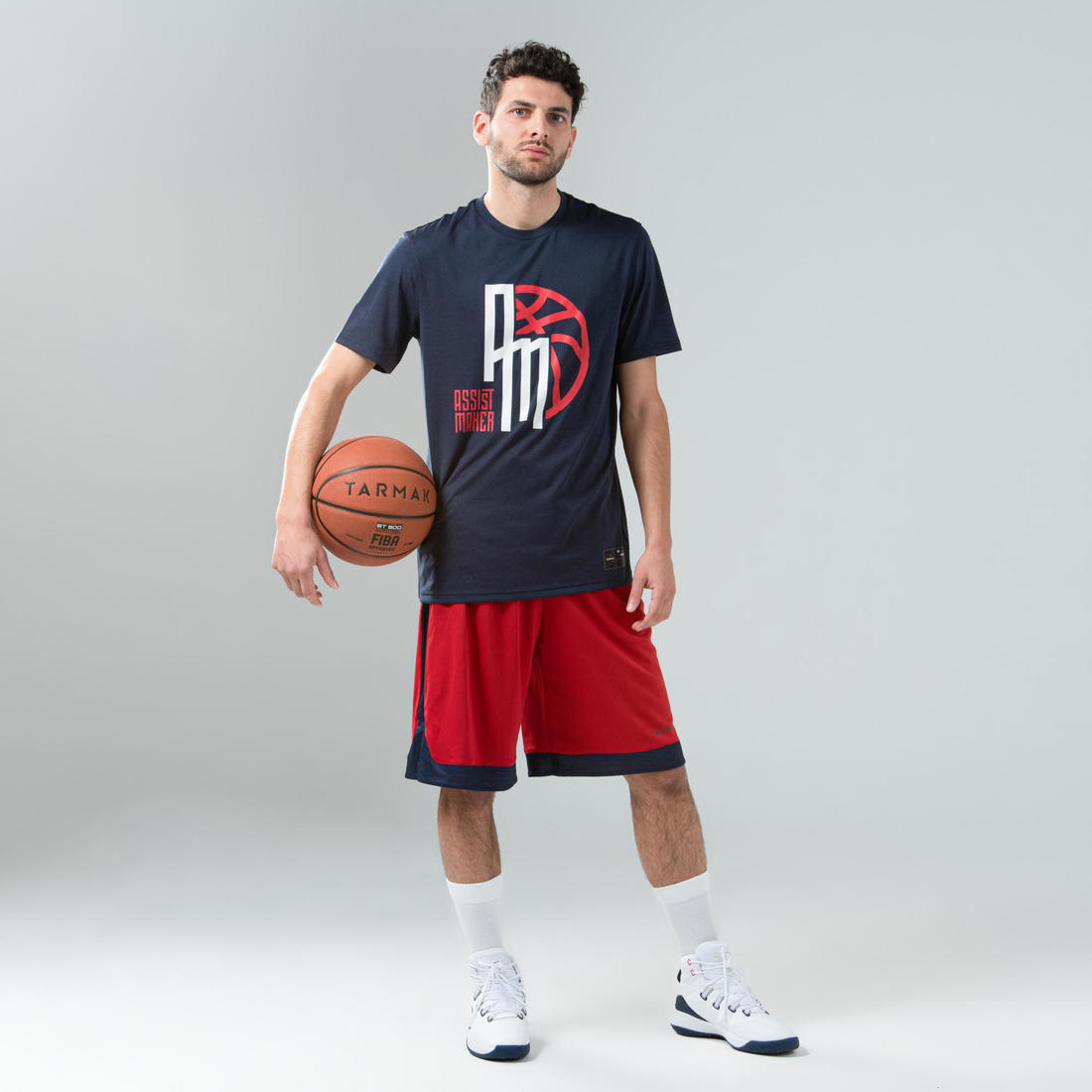 T-SHIRT / MAILLOT DE BASKETBALL HOMME TS500 BLANC 6 PHOTOS