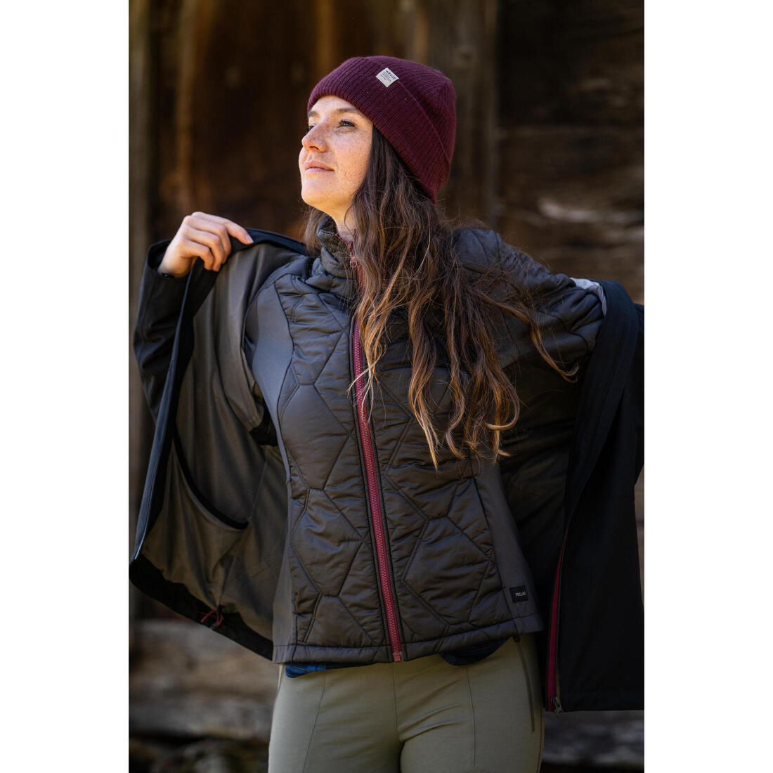 Veste 3en1 imperméable de trek voyage - Travel 500 -8 °C - Femme