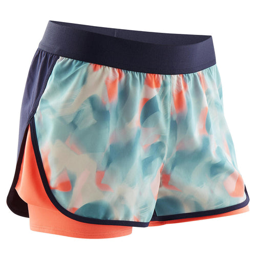 





Short 2 en 1 imprimé bleu et corail fille