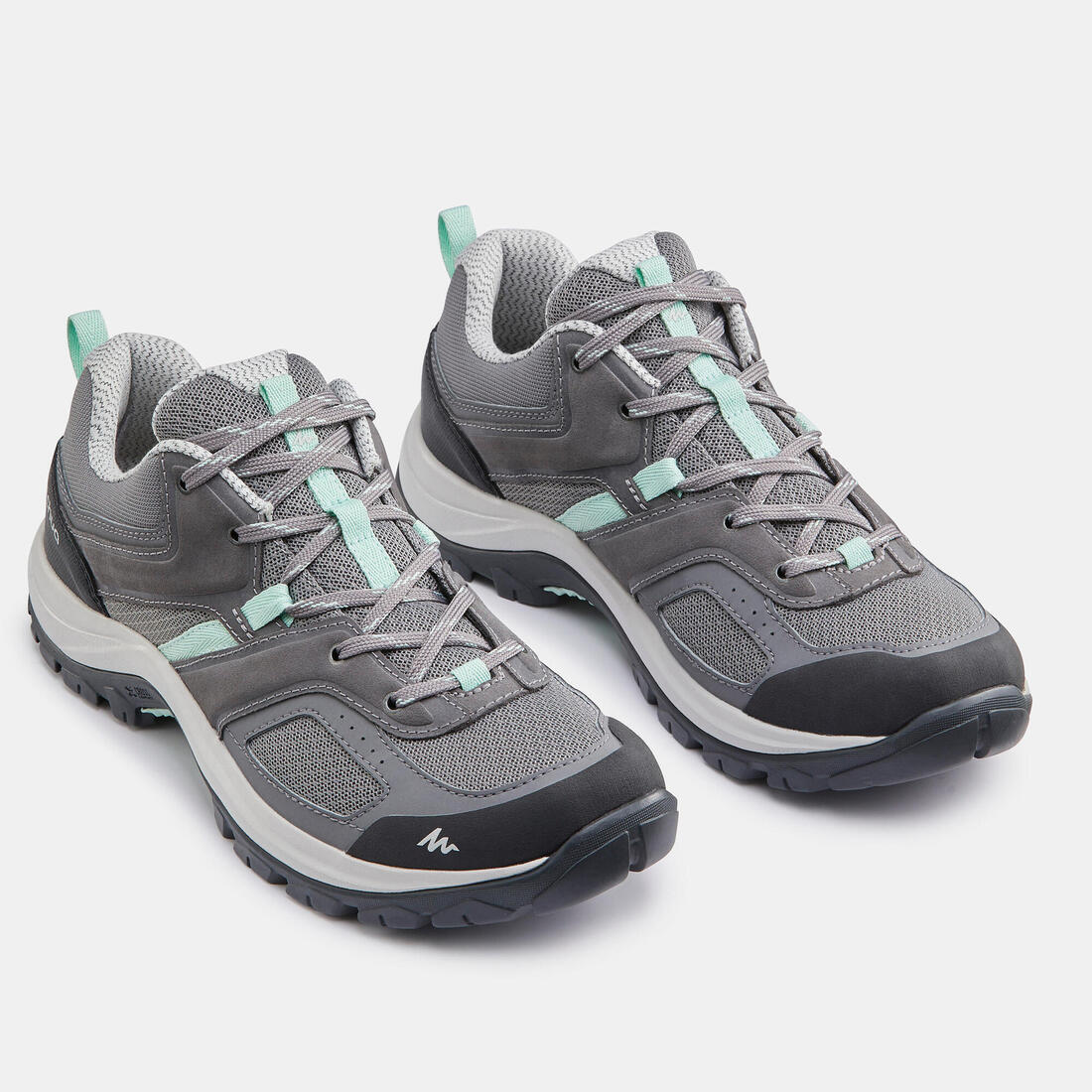 Chaussures de randonnée montagne - MH100 gris/vert- Femme