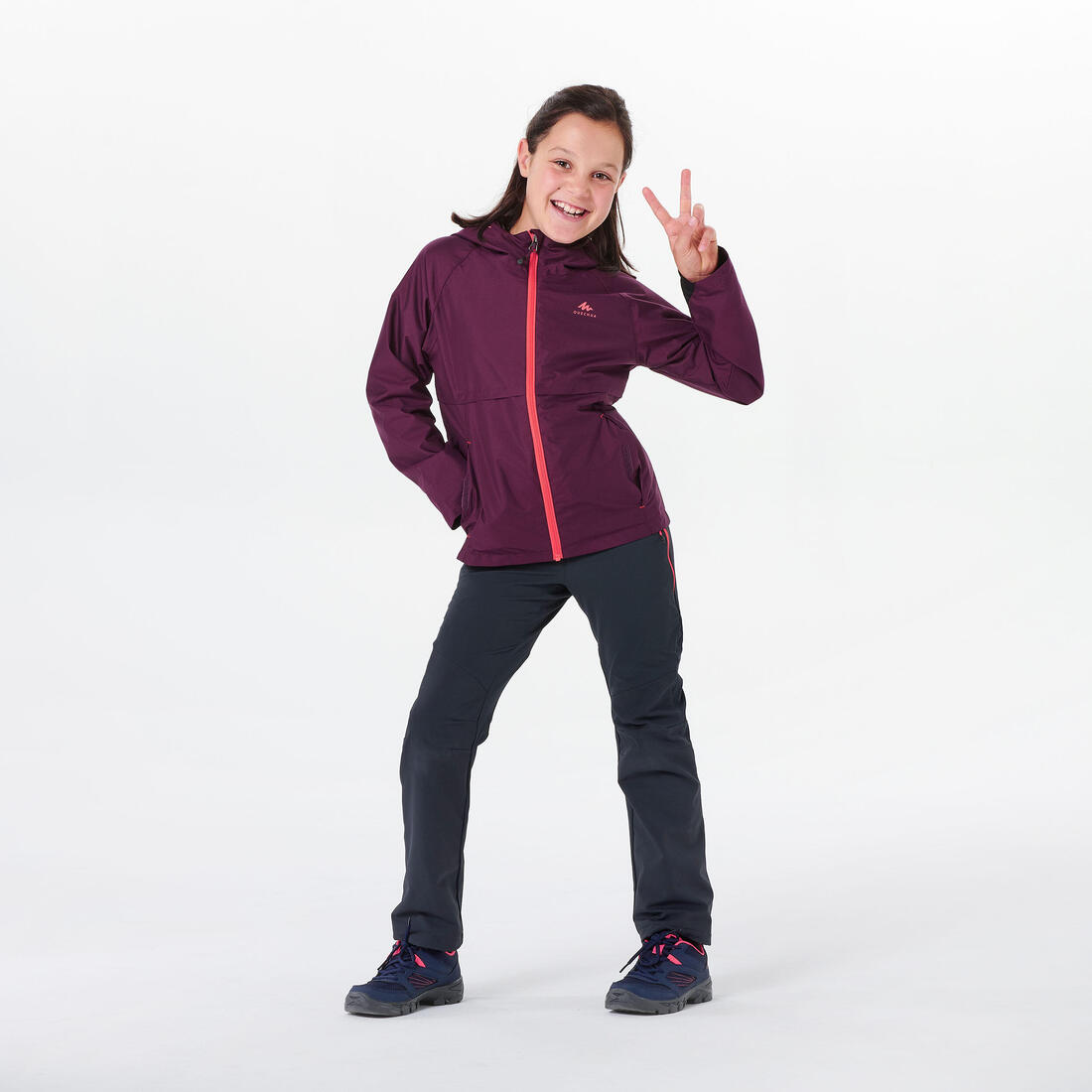 Veste imperméable de randonnée - MH500 violette - enfant 7-15 ans