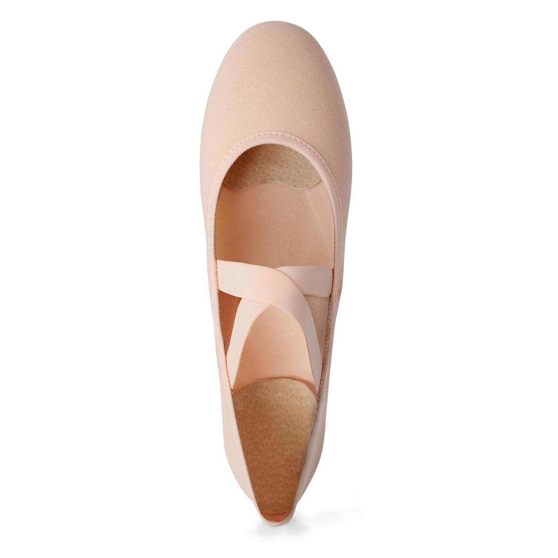 Demi-pointes danse classique bi-semelles en toile stretch saumon tailles 41-42