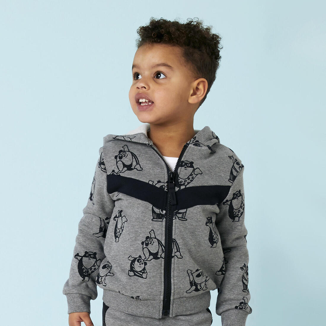 Sweat Zippé bébé - Basique Grise avec motifs