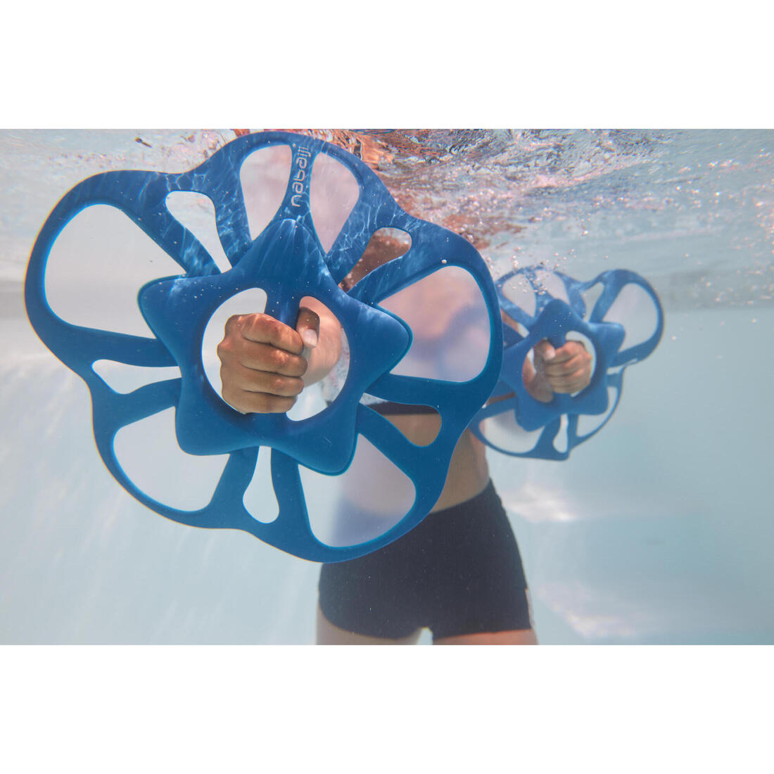 Paire d'haltères aquatiques Pullpush flower L Aquagym blanc bleu