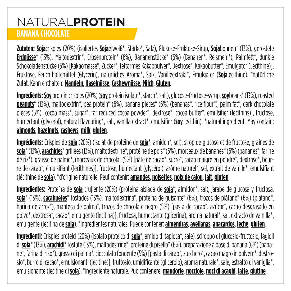 Barre protéinée NATURAL PROTEIN chocolat banane 3x40g