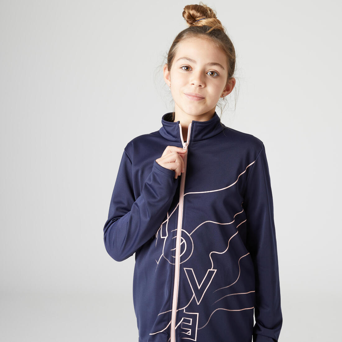 Survêtement enfant synthétique respirant - Gym'y rose et pantalon marine