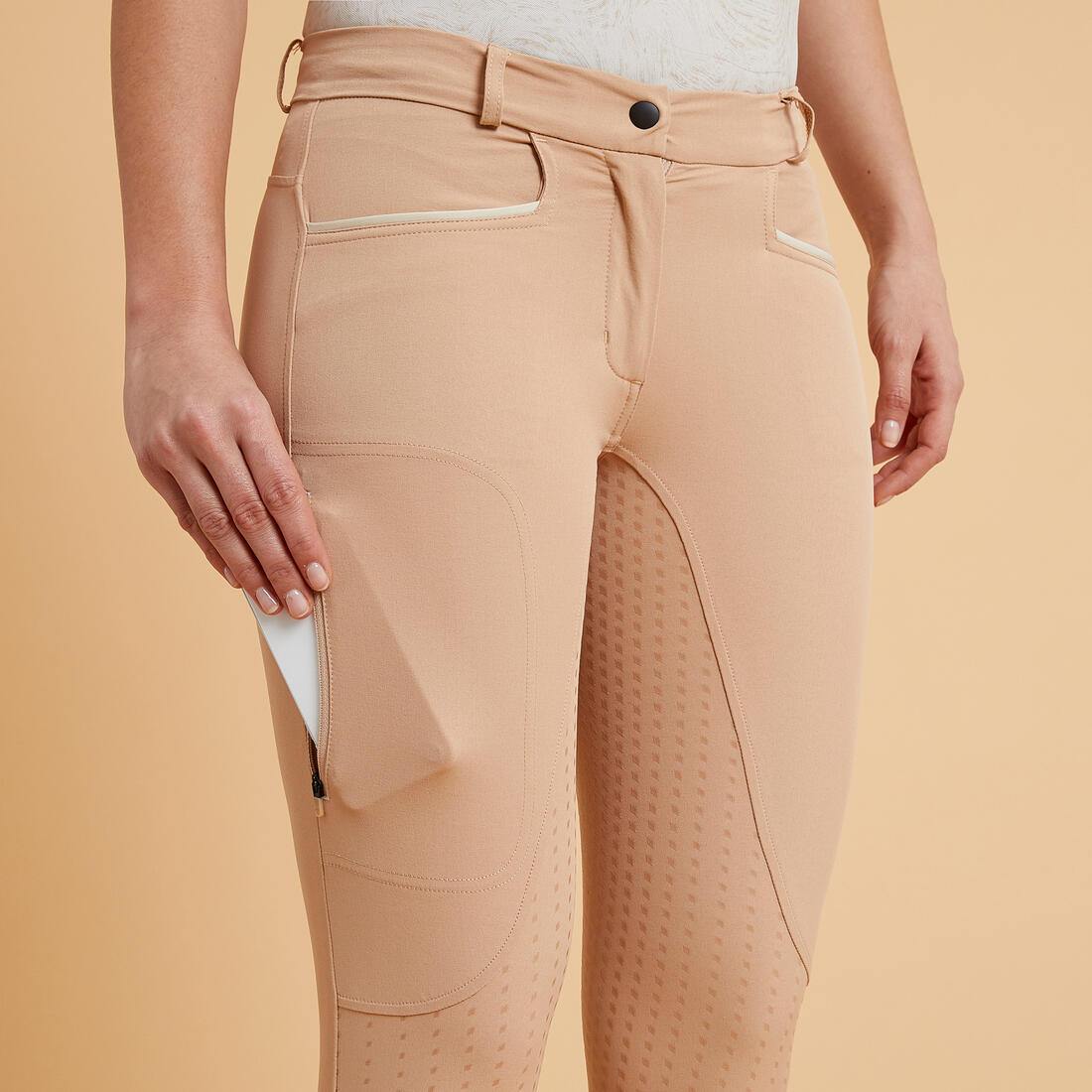 Pantalon équitation léger fullgrip Femme - 580 terracotta