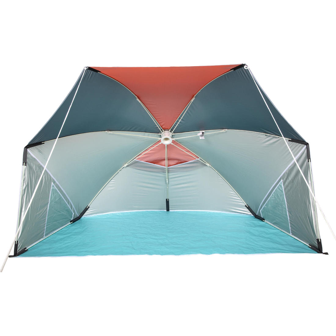 Parasol Abri plage solaire Iwiko 180 bleu jaune UPF50+ 3 places