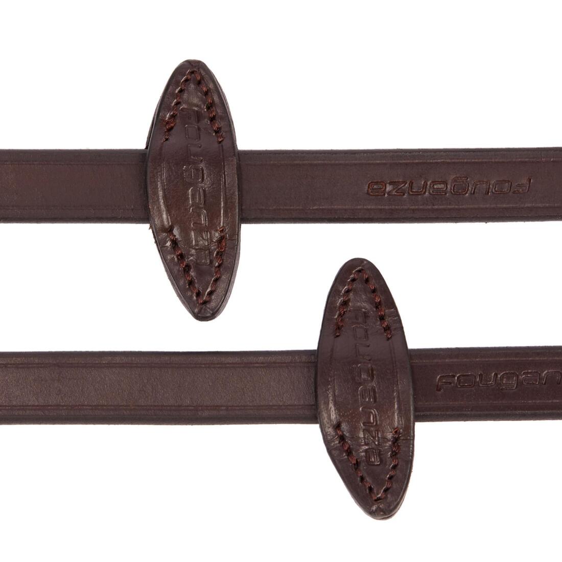 Rênes équitation cuir grip Cheval - 500 marron