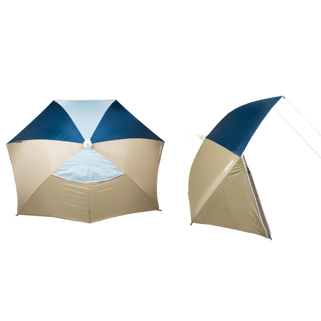 Parasol Abri plage solaire Iwiko 180 bleu jaune UPF50+ 3 places