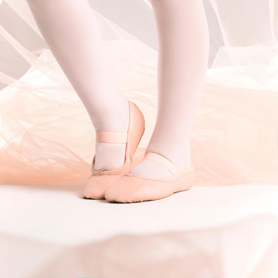 Demi-pointes danse classique cuir semelle entière rose sans lien tailles 25-40