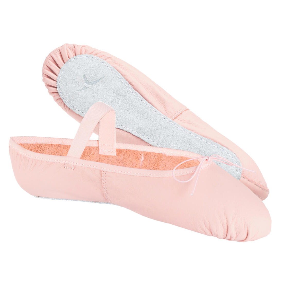 Demi-pointes danse classique cuir semelle entière rose sans lien tailles 25-40