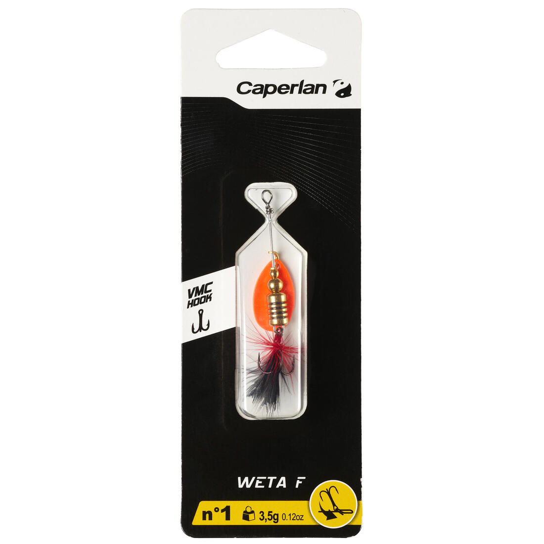 CUILLÈRE TOURNANTE PÊCHE AUX LEURRES WETA F #1 ORANGE POINTS NOIRS