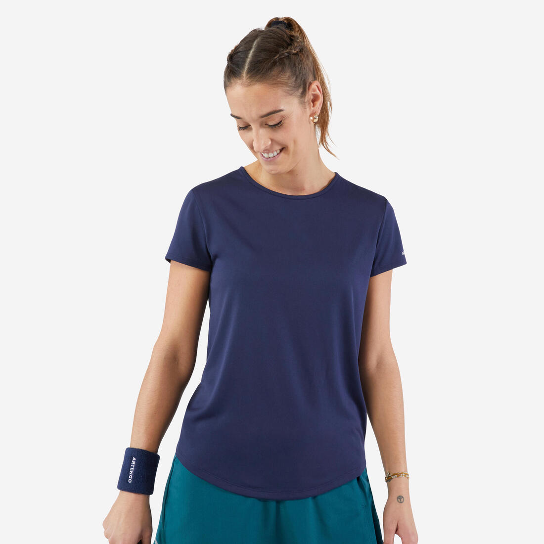 T-Shirt tennis col rond dry femme -  Essentiel 100