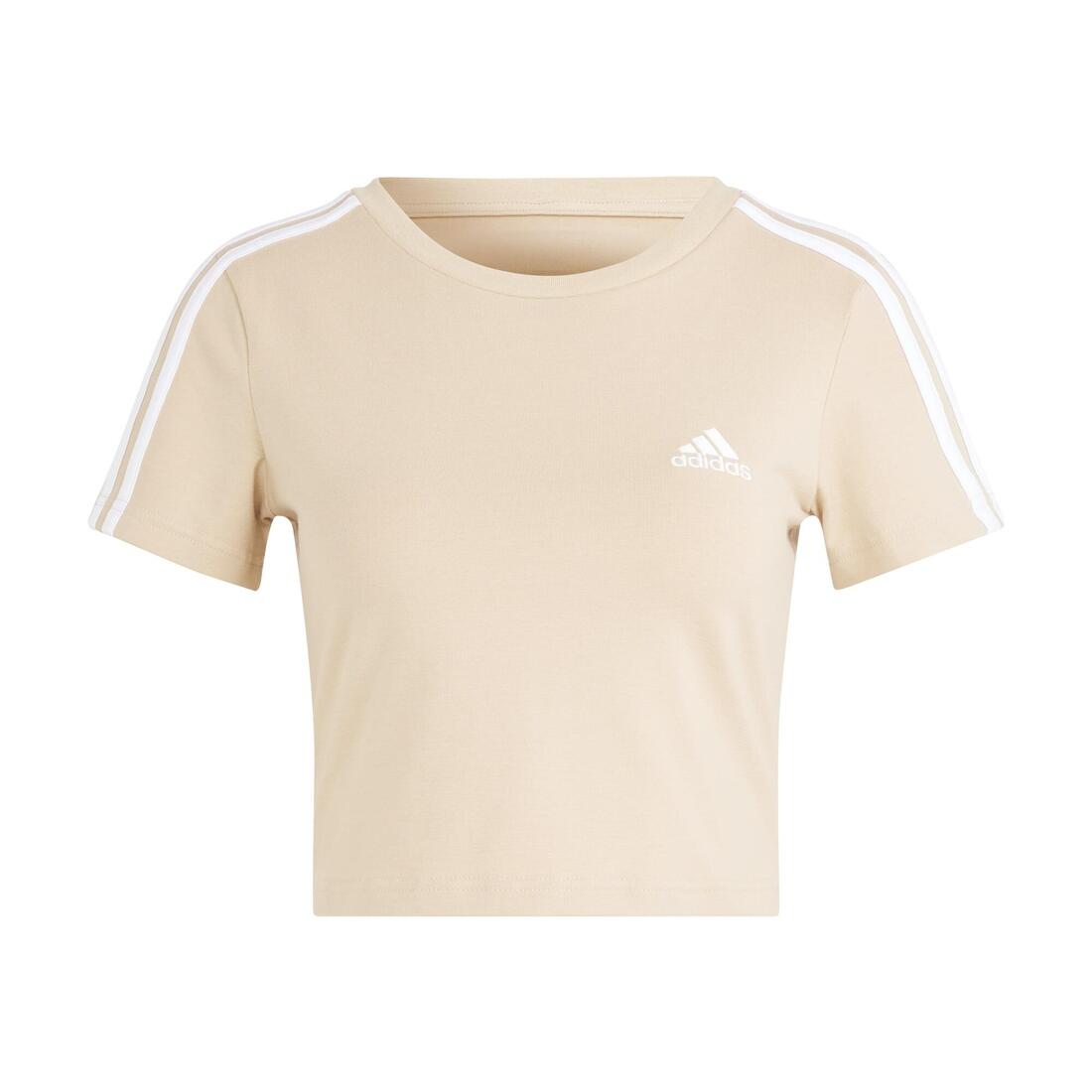 T-SHIRT CROP SLIM DE FITNESS SOFT TRAINING ADIDAS FEMME BEIGE